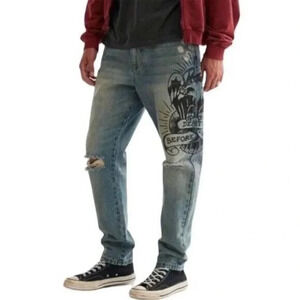 Ed Hardy slim fit death before dishonor denim